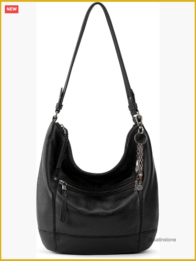 Large Leather Hobo Bag With Zipper Pocket For Everyday & Travel